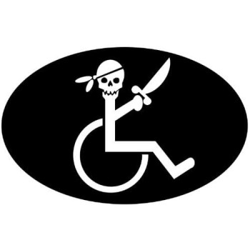 Stickerjoe Handicap Pirate In Wheelchair Funny Sticker 5 X 3