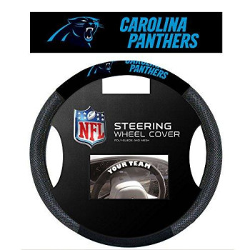 Fremont Die Nfl Carolina Panthers Poly-Suede Steering Wheel Cover, Fits Most Standard Size Steering Wheels, Black/Team Colors