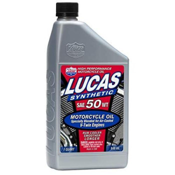 Lucas Oil 10765-6Pk Sae 50 Wt Synthetic Motorcycle Oil - 1 Quart, (Case Of 6)