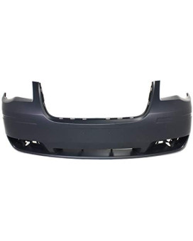 Evan-Fischer Front Bumper Cover Compatible With 2008-2010 Chrysler Town & Country Primed Plastic With Fog Light Holes