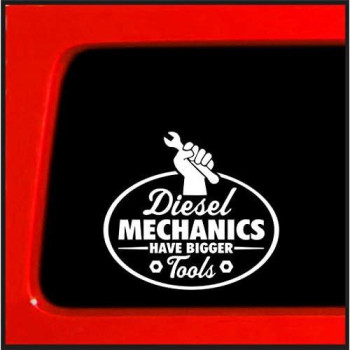 Sticker Connection | Diesel Mechanics Have Bigger Tools Bumper Sticker Decal For Car, Truck, Window, Laptop | 4X3.6 (White)