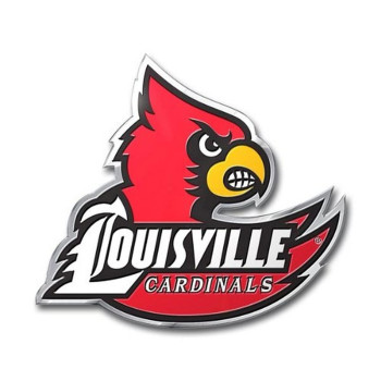 Fanmats 60536 Louisville Cardinals Heavy Duty Aluminum Embossed Color Emblem, Auto Emblem Decal