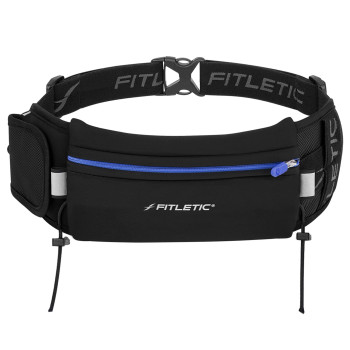 Fitletic Running Belt With Side Pocket, Loops For Energy Gels, Race Bib Number Holder. Waist Pack Water Resistant Phone Holder. Model Ultimate Ii