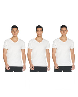 Hanes Ultimate Mens Tagless Ultra Soft V-Neck Tee - Multiple Packs Available Undershirts, White 3 Pack, X-Large Us