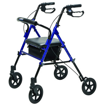 Lumex Set n' Go Wide Rollator, Height-Adjustable Walker with Wide Seat, Short and Tall Use, Blue