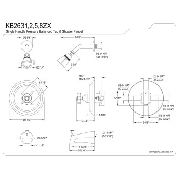 KINGSTON BRASS KB2632ZX Millennium Tub and Shower Faucet, Polished Brass