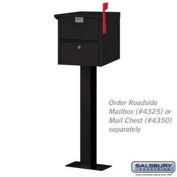 Salsbury Industries 4365BLK Standard Pedestal Bolt Mounted for Roadside Mailbox and Mail Chest, Black