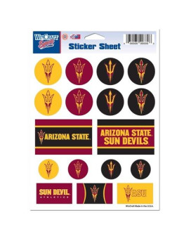 Wincraft Ncaa Arizona State University Vinyl Sticker Sheet, 5 X 7