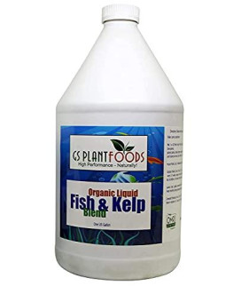 Omri Listed Fish Kelp Fertilizer By Gs Plant Foods (1 Gallon) - Organic Fertilizer For Vegetables, Trees, Lawns, Shrubs, Flowers, Seeds Plants - Hydrolyzed Fish And Seaweed Blend