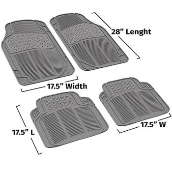 Oxgord Universal Fit Front/Rear 4-Piece Full Set Ridged Heavy Duty Rubber Floor Mat - (Gray)