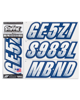 Stiffie Techtron Whitenavy 3 Alpha-Numeric Registration Identification Numbers Stickers Decals For Boats Personal Watercraft