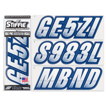 Stiffie Techtron Whitenavy 3 Alpha-Numeric Registration Identification Numbers Stickers Decals For Boats Personal Watercraft