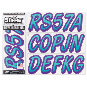 Stiffie Whipline Sea Tealpurple 3 Alpha-Numeric Registration Identification Numbers Stickers Decals For Boats Personal Watercraft