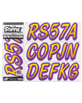 Stiffie Whipline Yellowpurple 3 Alpha-Numeric Registration Identification Numbers Stickers Decals For Boats Personal Watercraft