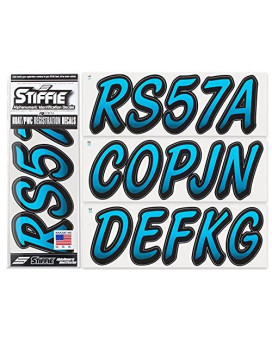 Stiffie Whipline Sky Blueblack 3 Alpha-Numeric Registration Identification Numbers Stickers Decals For Boats Personal Watercraft