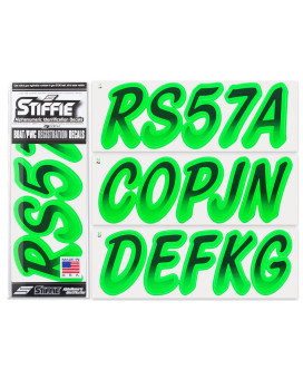 Stiffie Whipline Blackelectric Green 3 Alpha-Numeric Registration Identification Numbers Stickers Decals For Boats Personal Watercraft