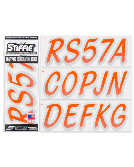 Stiffie Whipline Orangesilver 3 Alpha-Numeric Registration Identification Numbers Stickers Decals For Boats & Personal Watercraft