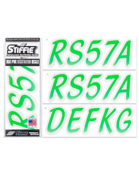 Stiffie Whipline Electric Greensilver 3 Alpha-Numeric Registration Identification Numbers Stickers Decals For Boats Personal Watercraft
