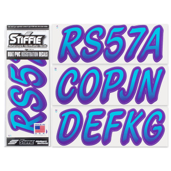 Stiffie Whipline Sky Bluepurple 3 Alpha-Numeric Registration Identification Numbers Stickers Decals For Boats Personal Watercraft