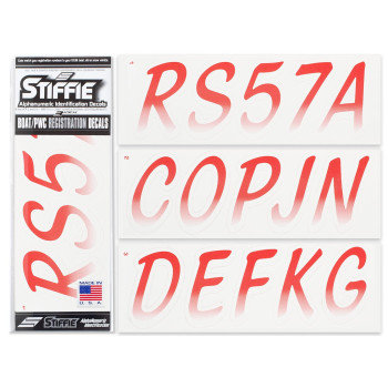 Stiffie Whipline Redwhite 3 Alpha-Numeric Registration Identification Numbers Stickers Decals For Boats Personal Watercraft