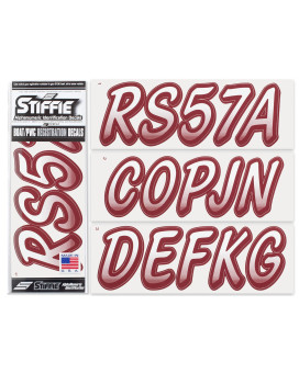 Stiffie Whipline Whiteburgundy 3 Alpha-Numeric Registration Identification Numbers Stickers Decals For Boats Personal Watercraft