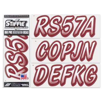 Stiffie Whipline Whiteburgundy 3 Alpha-Numeric Registration Identification Numbers Stickers Decals For Boats Personal Watercraft