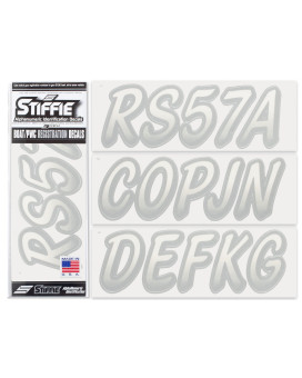 Stiffie Whipline Trancparent Clear Silver 3 Alpha-Numeric Registration Identification Numbers Stickers Decals For Boats & Personal Watercraft