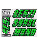 Stiffie Techtron Electric Greenblack 3 Alpha-Numeric Registration Identification Numbers Stickers Decals For Boats Personal Watercraft