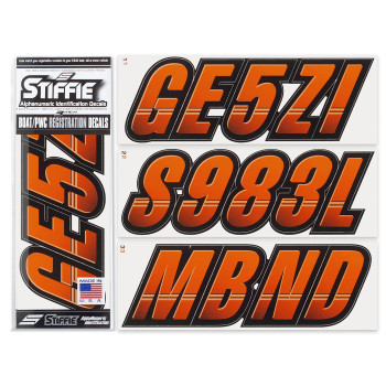 Stiffie Techtron Orangeblack 3 Alpha-Numeric Registration Identification Numbers Stickers Decals For Boats Personal Watercraft