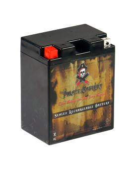 Pirate Battery Yb14A-A2 Conventional Replacement Battery For Atv, Motorcycle, Personal Watercraft, And Snowmobile: 12 Volts, 14 Amps, 14Ah, Nut And Bolt (T3) Terminal