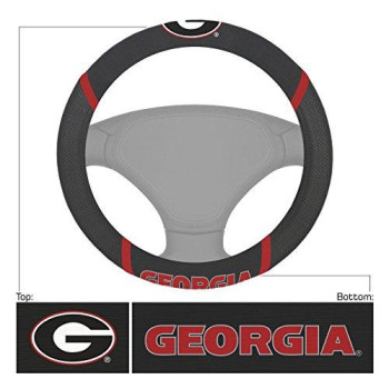 Fanmats Ncaa University Of Georgia Bulldogs Polyester Steering Wheel Cover , Black , 15X15