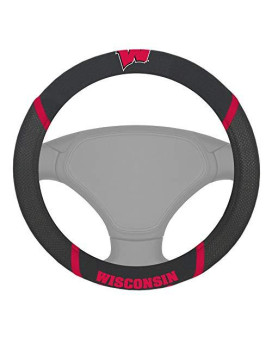 Fanmats 14933 Ncaa University Of Wisconsin Badgers Polyester Steering Wheel Cover, 15X15