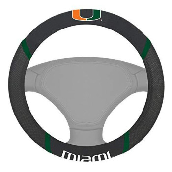 Fanmats - 14912 Ncaa University Of Miami Hurricanes Polyester Steering Wheel Cover 15X15