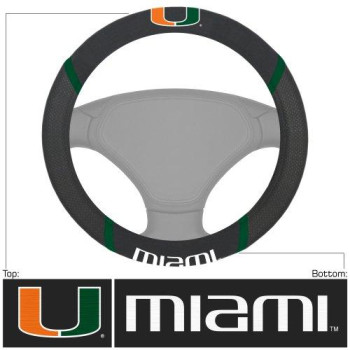 Fanmats - 14912 Ncaa University Of Miami Hurricanes Polyester Steering Wheel Cover 15X15