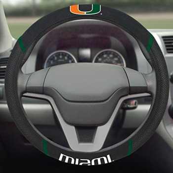 Fanmats - 14912 Ncaa University Of Miami Hurricanes Polyester Steering Wheel Cover 15X15