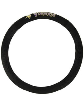 Fremont Die Nfl Minnesota Vikings Poly-Suede Steering Wheel Cover, Fits Most Standard Size Steering Wheels, Black/Team Colors