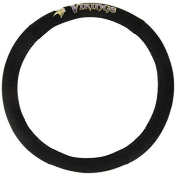 Fremont Die Nfl Minnesota Vikings Poly-Suede Steering Wheel Cover, Fits Most Standard Size Steering Wheels, Black/Team Colors