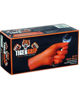 Tiger Grip Orange Superior Grip Disposable Nitrile Gloves, Large Box of 100 - Great for Mechanics, Auto Hobbyists, Industrial & Manual Laborers, Cleaning Work & More EPPCO 08844S