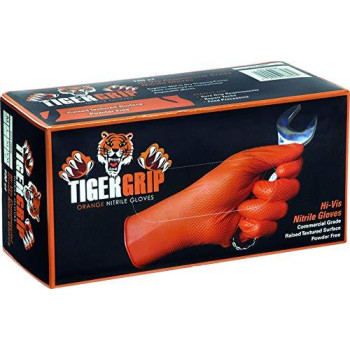 Tiger Grip Orange Superior Grip Disposable Nitrile Gloves, Large Box of 100 - Great for Mechanics, Auto Hobbyists, Industrial & Manual Laborers, Cleaning Work & More EPPCO 08844S