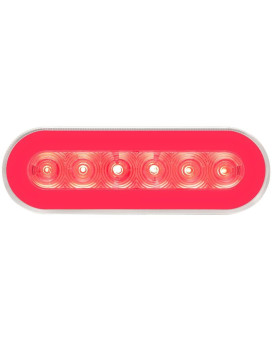 6" Oval GloLight LED Stop/Turn/Tail Light, 22 Super Diode with Grommet and PL3 connector - Clear with Red LED's