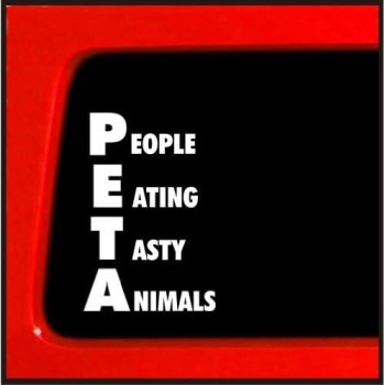 Sticker Connection | Peta People Eating Tasty Animals | Bumper Sticker Decal For Car, Truck, Window, Laptop | 3.7X5.6 (White)