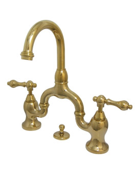 Kingston Brass KS7992AL English Country Lavatory Faucet with Brass Pop-Up, Polished Brass