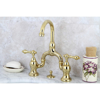 Kingston Brass KS7992AL English Country Lavatory Faucet with Brass Pop-Up, Polished Brass