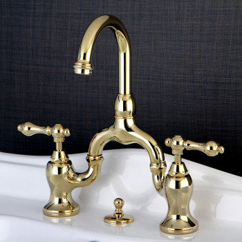 Kingston Brass KS7992AL English Country Lavatory Faucet with Brass Pop-Up, Polished Brass