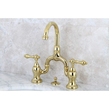 Kingston Brass KS7992AL English Country Lavatory Faucet with Brass Pop-Up, Polished Brass