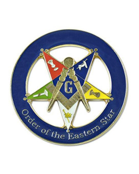 Patron Order Of The Eastern Star Round Masonic Auto Emblem - [Blue & Gold][3 Diameter]