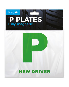 Simply Tl1100 Pack Of 2, Fully Magnetic Car P-Plates Twin Pack For New Drivers, Easy To Attach And Remove, Strong Magnet Backs For Vehicles