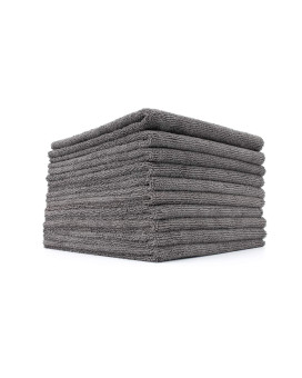 The Rag Company - The Miner - Professional Metal Polishing and Microfiber Detailing Towels, Safe on High-End Wheels and Soft Metals, 70/30 Blend, Dual-Pile, 365gsm, 16in x 16in, Grey (10-Pack)