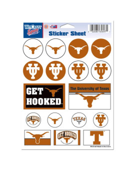 Wincraft Ncaa University Of Texas Vinyl Sticker Sheet, 5 X 7