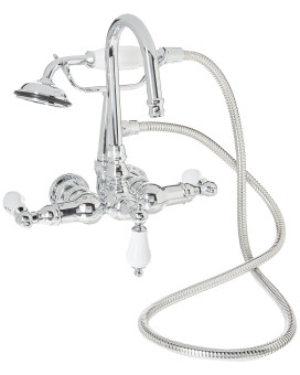 Kingston Brass CC10T1 Vintage 3-3/8 Wall Mount Tub Faucet with Hand Shower, Polished Chrome"